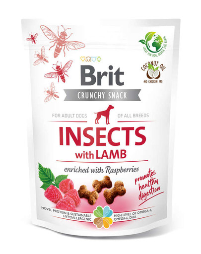 BRIT Care Dog Crunchy Cracker Insect Lamb 200g krõmpsuvad maiused putukate, lambaliha ja vaarikatega