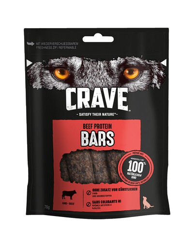 CRAVE Bars Beef 7x76g valgurikkad maiuspalad täiskasvanud koertele