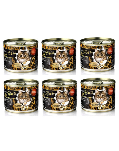 O'CANIS  konservai katėms su putpelėmis ir lašišų aliejumi RINKINYS  200 g x 6 VNT