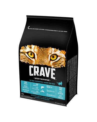 CRAVE teraviljavaba kuivtoit lõhe ja valge kalaga 3x2,8 kg täiskasvanud kassidele