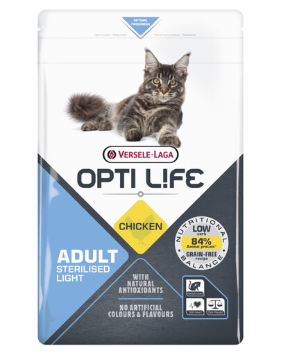 VERSELE-LAGA Opti Life Cat Sterlised/Light Chicken 2.5 kg steriliseeritud kasside puhul