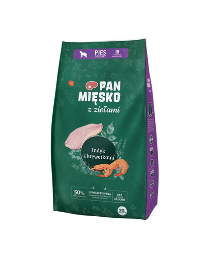 PAN MEAT koos maitsetaimedega Kalkuniliha krevettidega XL 20 kg suurtele tõugudele