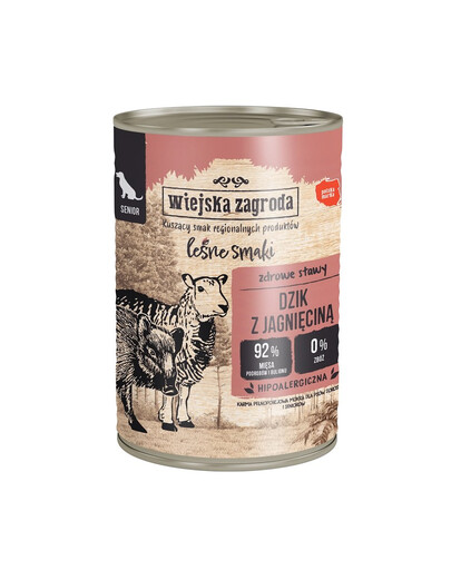 WIEJSKA ZAGRODA Forest Flavours Wild Boar с ягненком 400 г для собак старшего возраста