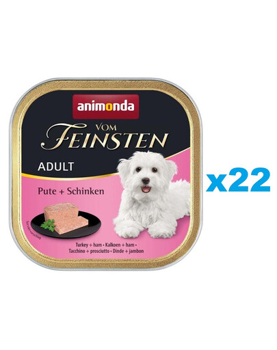 ANIMONDA Vom Feinsten Adult Turkey&Ham 22x150 g kalkunit ja sinki täiskasvanud koertele