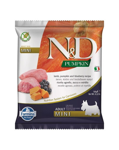 FARMINA N&D Pumpkin Lamb&Blueberry Adult Mini 100g