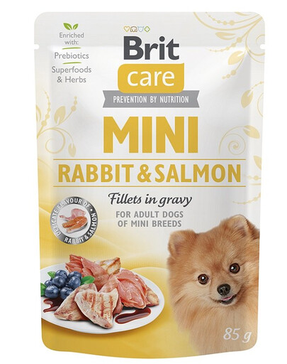 BRIT CARE Mini Adult Pouch Rabbit&Salmon 24x85g küüliku ja lõhega väikestele koeratõugudele
