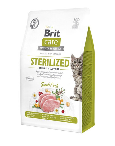BRIT CARE Grain-Free Sterilized Immunity 0.4 kg hüpoallergeenne koostis täiskasvanud steriliseeritud kassidele