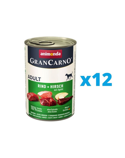 GranCarno komplekt veiseliha, hirveliha ja õuntega 12 x 400 g