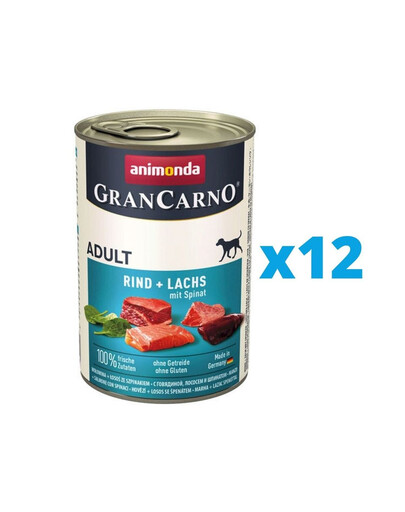 GranCarno komplekt veiseliha, lõhe ja spinatiga 12 x 400 g
