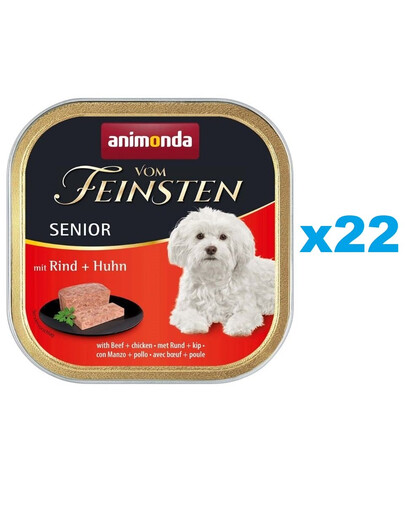ANIMONDA Vom Feinsten Senior with Beef, Chicken 22x150 g veiseliha ja kanaga vanematele koertele