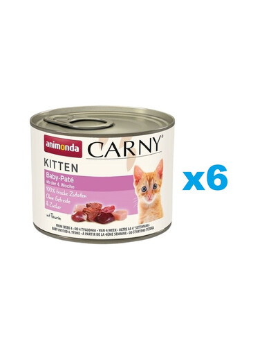 ANIMONDA Carny Kitten Baby Paté 6x200 g pasteet kassipoegadele