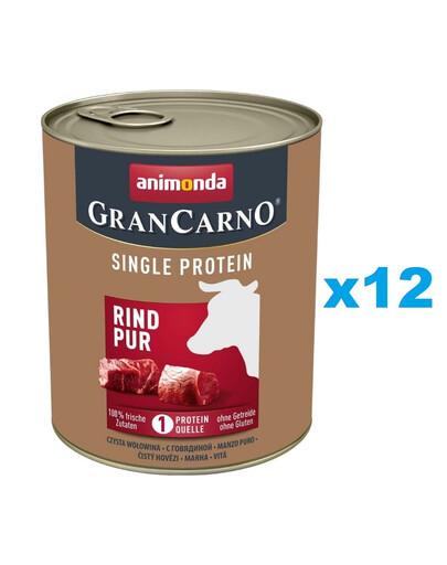 ANIMONDA Gran Carno Single Protein Adult Beef pur 12x800 g  veiseliha täiskasvanud koertele