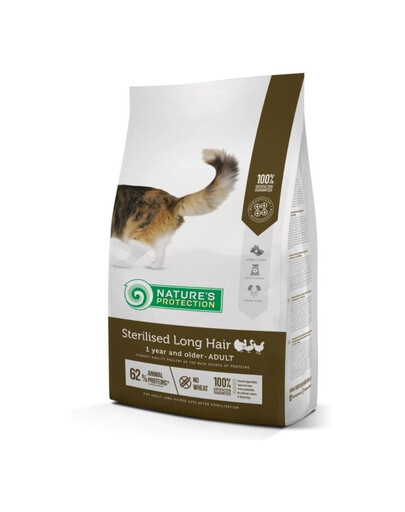 NATURES PROTECTION Sterilised Long Hair Poultry Adult Cat 2 kg z kodulinnud täiskasvanud pika karvaga kassidele pärast steriliseerimist