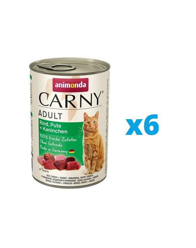 ANIMONDA Carny Adultrinkinys jautiena, kalakutiena ir triušiena 6 x 400 g