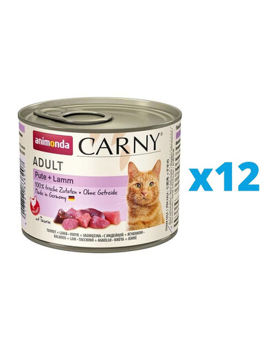 ANIMONDA Carny Adult komplekt kalkuni- ja lambalihaga 12 x 200 g
