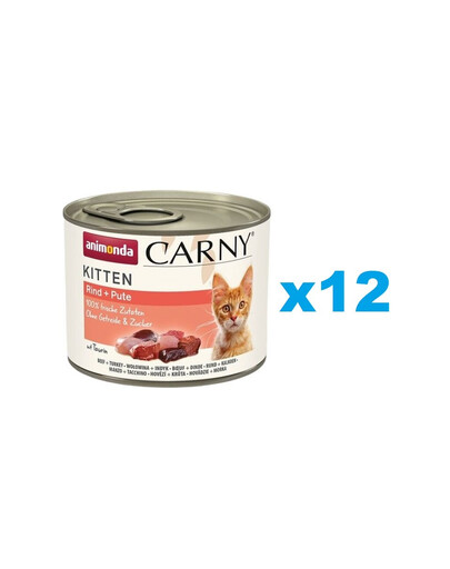 ANIMONDA Carny Kitten Beef&Turkey 12x200 g  veiseliha, kana ja küülik kassipoegadele