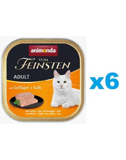 ANIMONDA Vom Feinsten Classic rinkinys su paukštiena ir veršiena 6 x 100 g