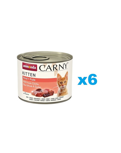 ANIMONDA Carny Kitten Beef&Turkey 6x200 g  veiseliha ja kalkuniliha kassipoegadele