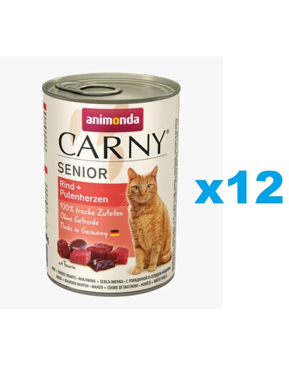 ANIMONDA Carny Senior Veise- ja kalkunisüdamed 12x400 g