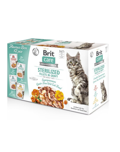 BRIT CARE Fillets in Gravy Box Pouch Sterilized 12X85g steriliseeritud kasside puhul