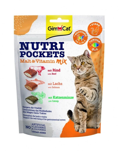 GIMCAT Nutri Pockets Malt&Vitamin mix 150 g linnasevitamiinide maiuspala kassidele