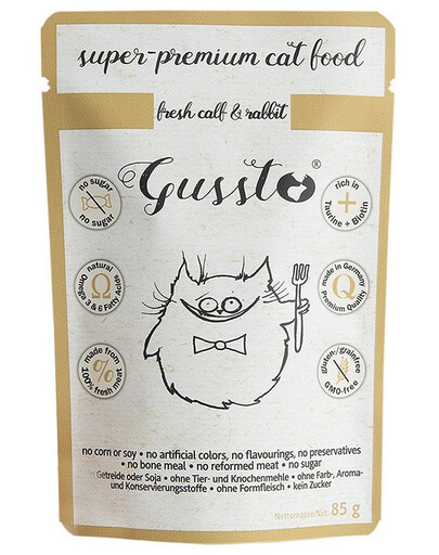 GUSSTO Cat Fresh Calf & Rabbit kasside märgtoit lambaliha ja küülikuga 85 g