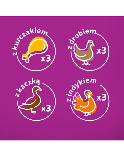 WHISKAS Junior kotike 48x85g Drobiowe Frykasy märja kassitoiduga želees: kana, kalkun, linnuliha, pardi