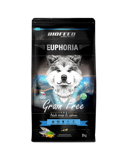 BIOFEED EUPHORIA Gluteenivaba forelli ja lõhe monoproteiin täiskasvanud keskmist ja suurt tõugu koertele 2 kg