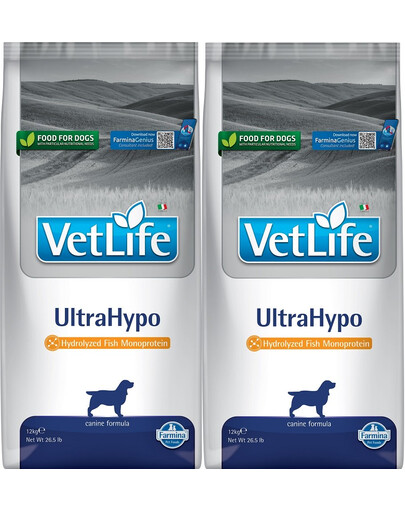 Farmina Vet Life UltraHypo koertele toitainete talumatuse vähendamiseks 12 kg x 2