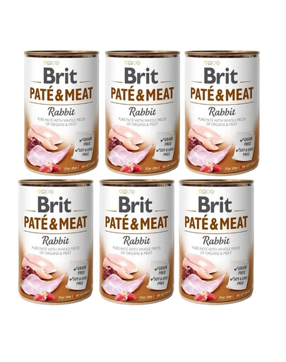BRIT Pate&Meat rabbit 6x400 g küülikupasteet koertele