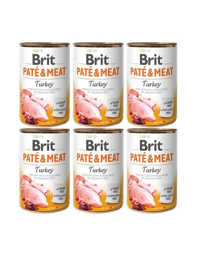 BRIT Pate&Meat turkey 6x400 g kalkunipasteet koertele