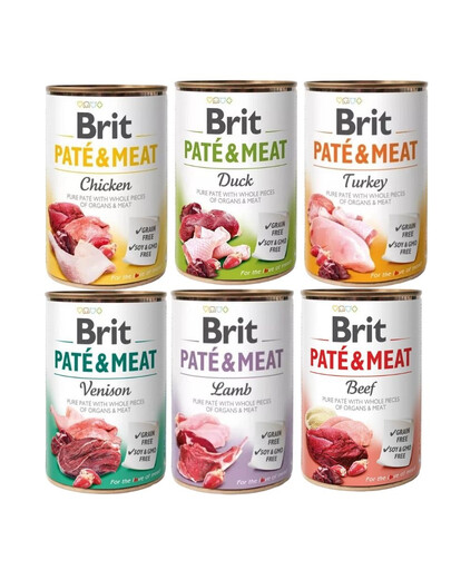BRIT Pate&Meat Segatud maitsed 6x400 g koerapasteet