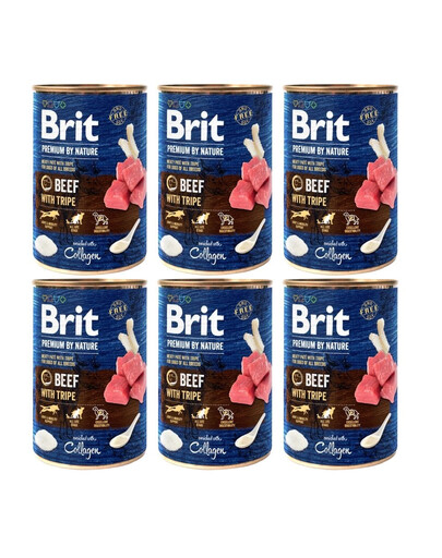 BRIT Premium by Nature Beef and tripes 6x400 g veiseliha ja roogade naturaalne koeratoit