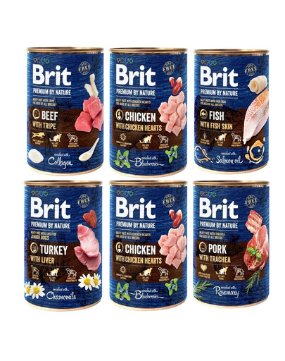 BRIT Premium by Nature Segatud maitsed 6x400 g naturaalne koeratoit