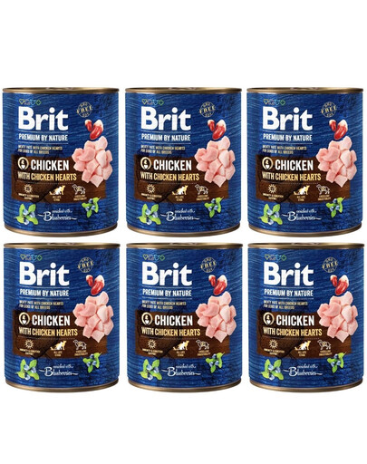 BRIT Premium by Nature chicken, hearts 6x800 g kana ja südamed