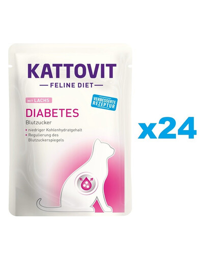KATTOVIT Feline Diet Diabetes Lõhega  24 x 85 g Glükoosivarustuse reguleerimiseks (diabeet).