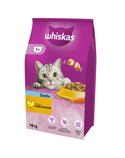 Whiskas Sterile toit täiskasvanud steriliseeritud kassidele kanalihaga 14 kg