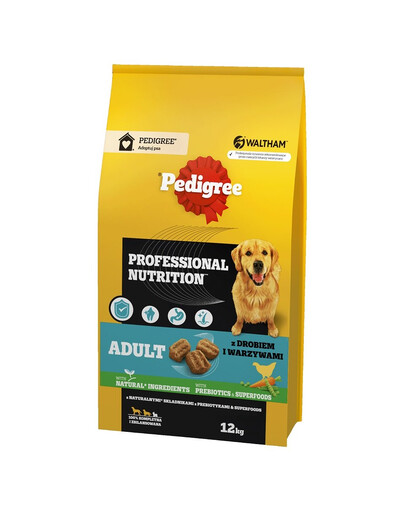 PEDIGREE Adult Professional Nutrition 12 kg linnuliha ja köögiviljadega suurt ja keskmist tõu koertele