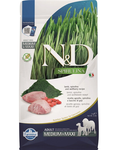 FARMINA N&D Spirulina Adult Medium&Maxi Lamb & Wolfberry 2 kg