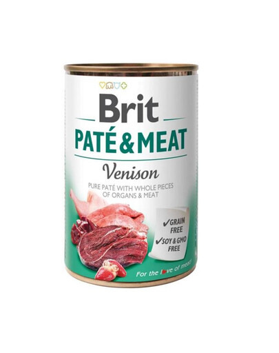 BRIT Pate&Meat venison 400 g pasteet hirvelihaga koertele