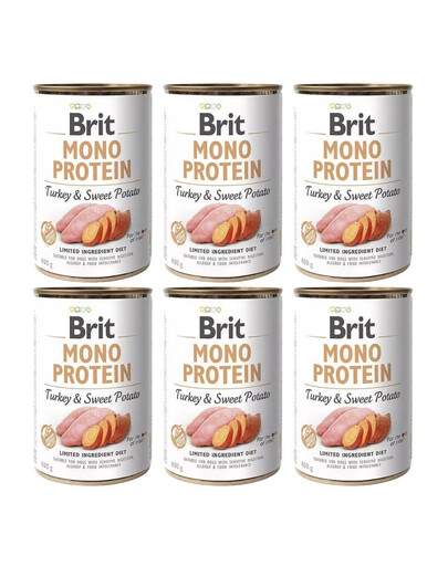 BRIT Mono Protein Turkey & Sweet Potato 6x400 g monoproteiinne toit kalkun ja jamss