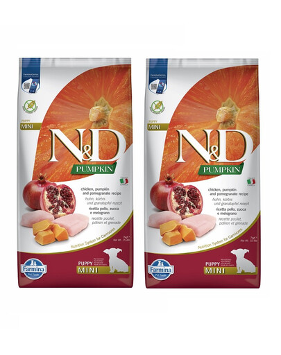 FARMINA N&D Pumpkin Dog Puppy Mini chicken, pumpkin & pomegranate 7 kg x 2