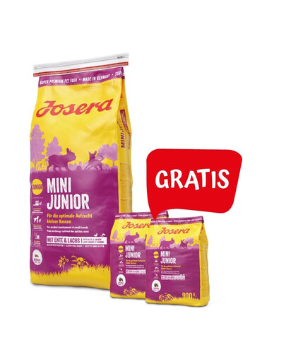 JOSERA Mini Junior kutsikate jaoks 15 kg + 2x900g TASUTA