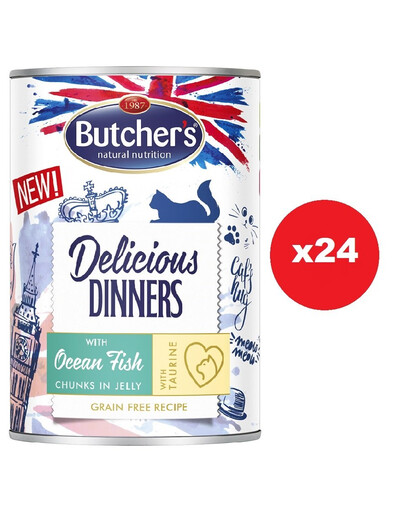 BUTCHER'S Delicious Dinners kassitoit tükid merekalaga marmelaadis 24x400g
