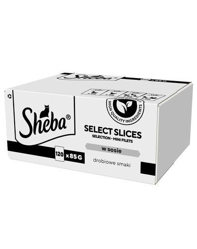 SHEBA Selection Select Slices Poultry Flavours kotikesed 120x85g kastmetükkidega: part, kana, linnuliha, part ja kalkun täiskasvanud kassidele