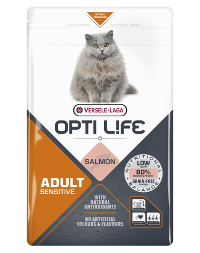 VERSELE-LAGA Opti Life Cat Adult Sensitive Salmon 1 kg tundlikele täiskasvanud kassidele
