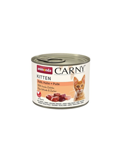 ANIMONDA Carny Kitten Veal&Chicken&Turkey 200 g vasika-, kana- ja kalkuniliha kassipoegadele