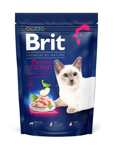 BRIT Cat Premium by Nature Sterilised chicken  kastreeritud kassidele. kanaga 1,5 kg