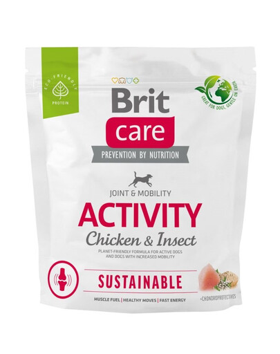 BRIT CARE Dog Sustainable Activity chicken insekt aktiivsetele täiskasvanud koertele kana ja putukatega 1kg