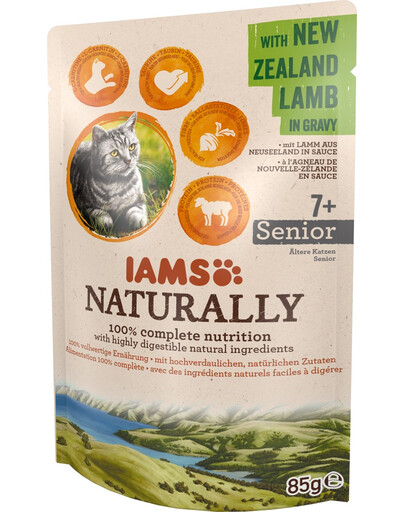 IAMS Naturally –märgtoit vanematele kassidele Uus-Meremaa lambalihaga kastmes